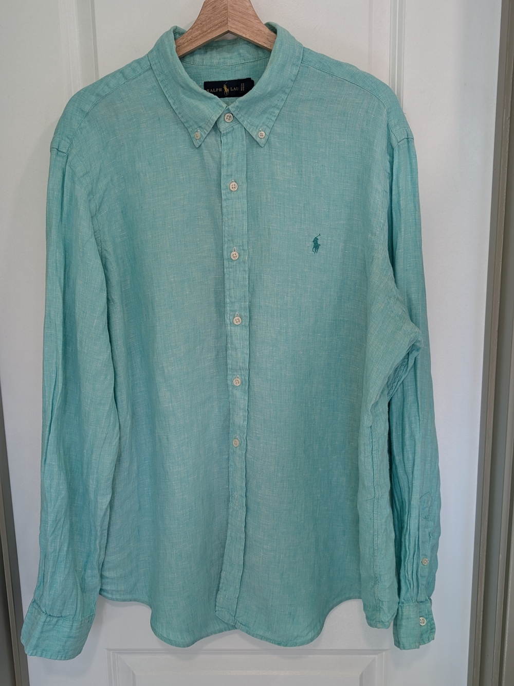 Polo by Ralph Lauren Men’s Teal Button-Down Linen Shirt XXL